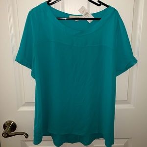 LOFT Turquoise Short Sleeve Blouse Size Medium